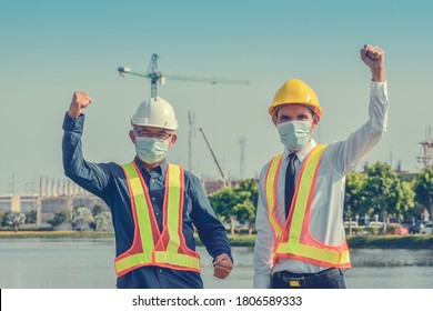 Business People Teamwork Success On Site Construction Real Estate  Background