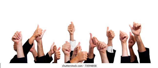 Business People With Thumbs Up On White Background