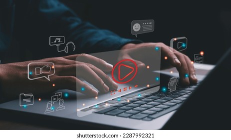 business people use internet technology to study on tablets digital marketing concepts create content on social media use the internet to connect with media video chat do business - Shutterstock ID 2287992321