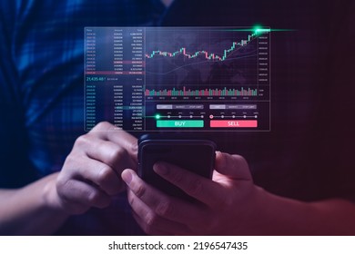Business people use their mobile phones and laptops for stock market analysis for cryptocurrencies and economic growth chart. forex trading, digital assets, stock market chart numbers