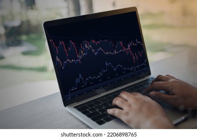 Business People Using Laptop With Various Type Of Financial And Investment Products In Bond Market. I.e. Crypto Currency, Bonds, Stocks. Sustainable Portfolio Management.