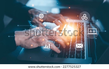 Business people using laptops with Code html and programming on screen laptop, Programmers development Computer code, web design coding technology in software, digital software technology development.