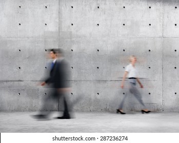 Business People Walking Blurred Motion Sparse Empty Concept