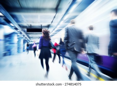 Business People Walking Commuter Travel Motion City Concept