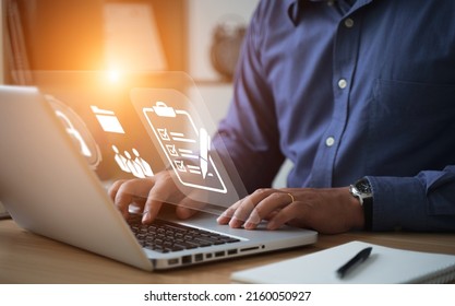 Business People Who Use Computers To Manage Documents Online Document Database And Digital File Storage Systems Or Software Record Keeping Database Technology File Access Document Sharing.