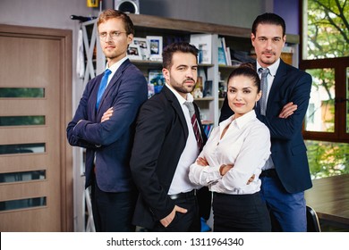 Business people and a business woman held talks with the company president. They have achieved economic growth of the company - Shutterstock ID 1311964340