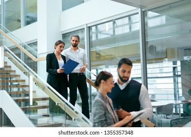 Business People In Working Environment. Team Of Man And Woman Working In Business Office Center. High Resolution - Shutterstock ID 1355357348