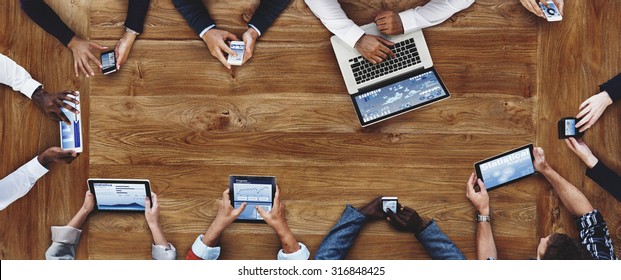 Business People Working Technology Devices Concept