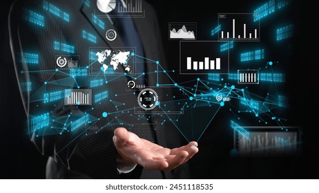 Business person delve into data analytics to uncover trends and insights from predictive big data models to real-time analysis, learn how data driven decisions propel analytic industries forward Faas - Powered by Shutterstock