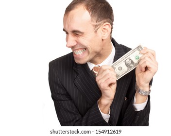 Business person hold one dollar in hand 