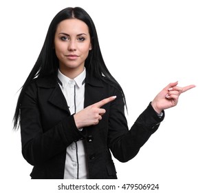 Business Person Pointing Finger At Blank Area For Your Text