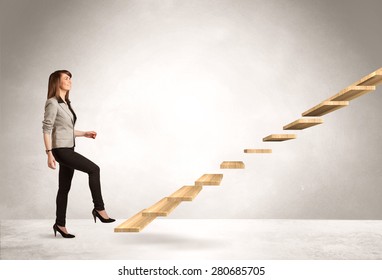 Business Person Stepping Up A Staircase