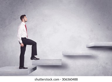 Business Person Stepping Up A Staircase