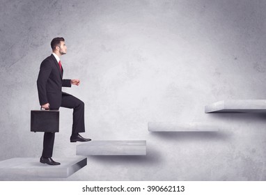 Business Person Stepping Up A Staircase