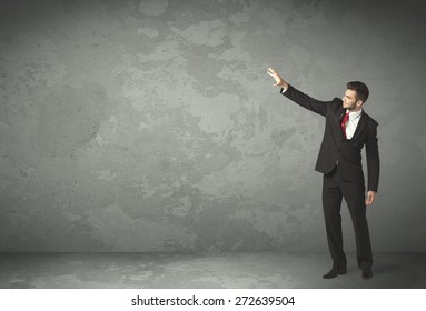 Business Person Throwing With Empty Copyspace In A Room