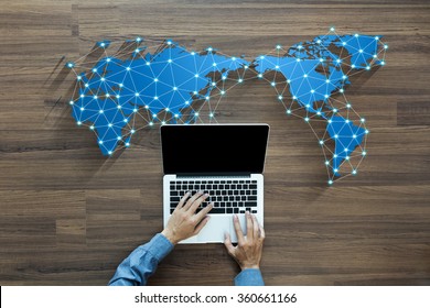 Business person working on computer social media network concept innovation technology background - Powered by Shutterstock