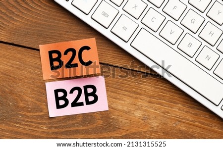 Business plan and marketing with B2C, B2B text on paper.management and service concepts
