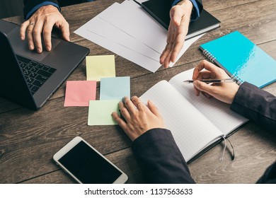 Business planning working people. Top view working place. - Shutterstock ID 1137563633