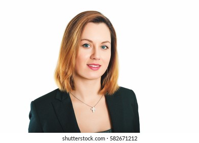 Business Portrait Of 35 Year Old Woman In Formalwear