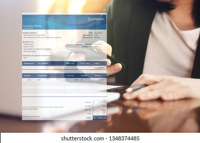 Business Price Quotation On Work Space Background. Financial Management Concept	
