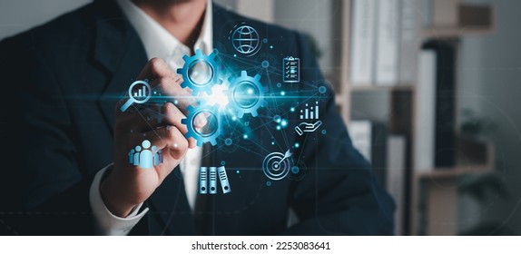 Business process analysis and innovation with global network connectivity. Concept for success.
