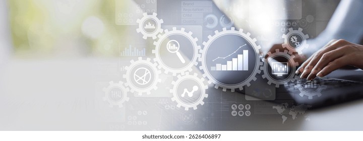 Business Process Automation and Data Analytics for Enhanced Productivity on a Wide Banner, Business and Technology Concept.