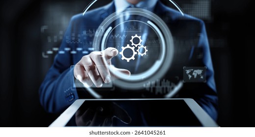 Business Process Automation and Workflow Optimization Concept with Digital Interface.