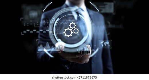 Business Process Automation and Workflow Optimization Concept with Digital Interface.