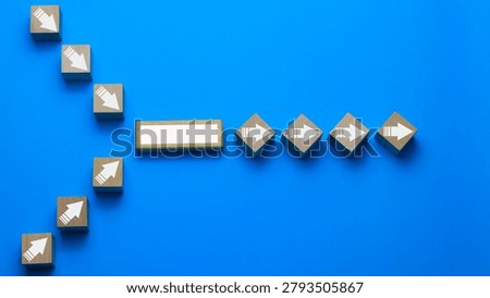 Business process improvement and workflow optimization concept with directional arrows changing course toward a unified path. Symbolizing strategy, transformation, decision making, efficiency and growth.