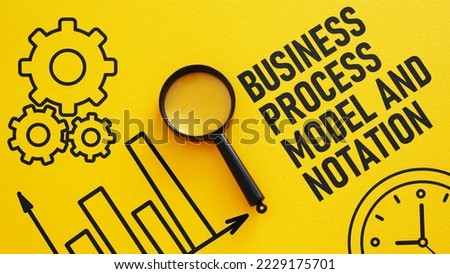 Business process model and notation BPMN is shown using a text
