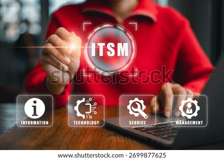 Business professional using ITSM interface for efficient information technology service management solutions.