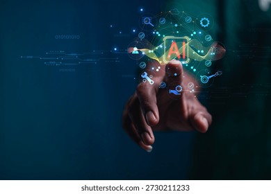 Business professionals are using computers featuring artificial intelligence (AI) and big data network connectivity cutting edge technologies for business automation, cloud computing, and intelligent