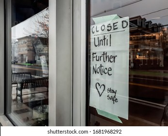 Business remaining closed during COVID-19 outbreak in Somerville, MA, USA. - Shutterstock ID 1681968292