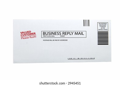 A Business Reply Mail Isolated In A White Background . You Can Add Your Text