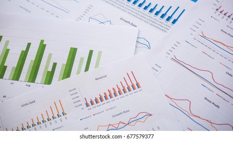 Business report with Data , Chart and Graph in business Analyzing  concept
