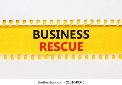 Business Rescue Symbol. Concept Words Business Rescue On Yellow Paper On A Beautiful White Background. Business Rescue And Support Concept. Copy Space.