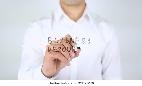 Business Resources, Man Writing On Glass, Handwritten