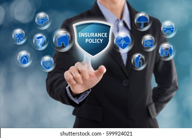business salesman agent with protection policy. concept accident prevention healthcare insurance.