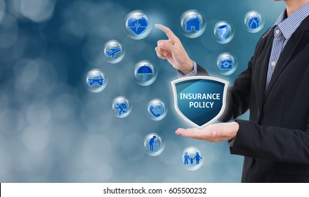 business salesman agent with protection policy. concept accident prevention healthcare insurance.