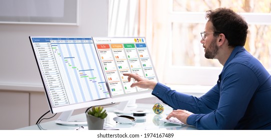 Business Schedule Calendar And Agenda Gantt Report