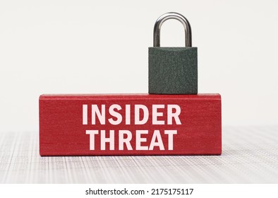 Business and security concept. On the reports there is a red block with the inscription - Insider Threat and a lock.