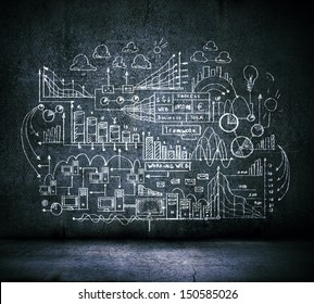 Business Sketch Ideas Against Dark Wall Stock Photo 150585026 ...