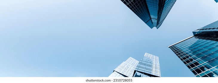 Business skyscrapers and office business center building on banner background. Economy, exchange, finance concept.