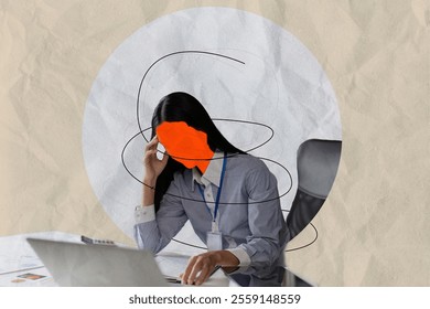 Business Stress Collage Overwhelmed Professional in Modern Office Setting with Abstract Artistic Elements - Powered by Shutterstock