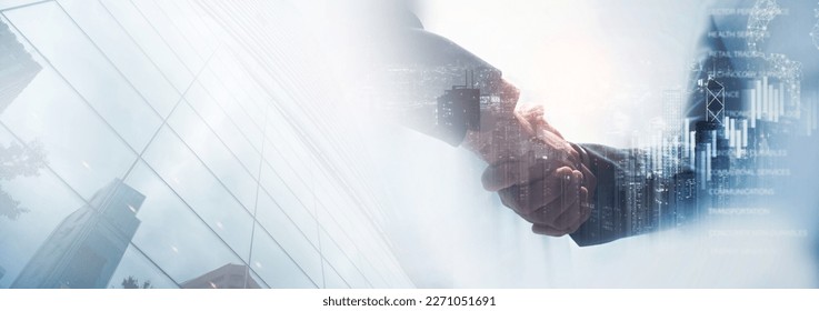 Business success and investment, teamwork and partnership concept. Partnership business handshake for successful investment and deal, marketing plan, joint ventures