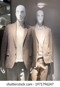 Business Suits On Shop Two Mannequins High Fashion Retail Display

