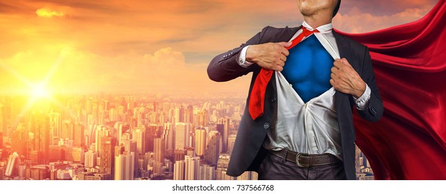 Business superhero. Mixed media