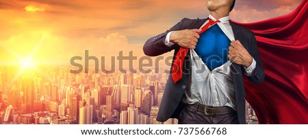 Business superhero. Mixed media