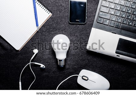 Business table, computer light bulb