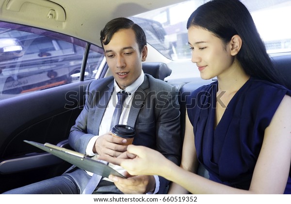 business talk on the luxury\
car